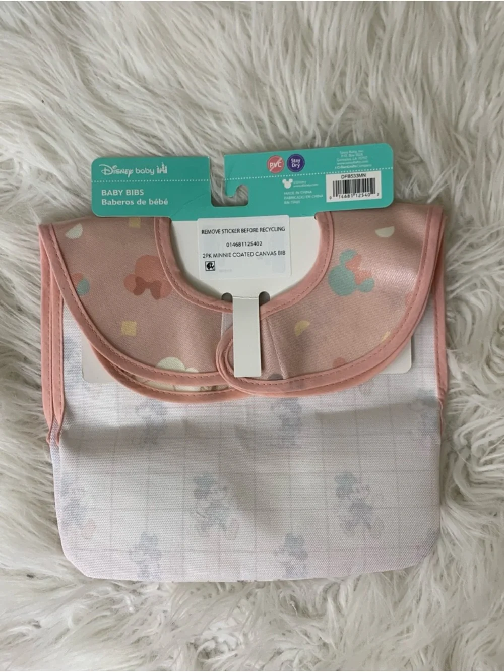 Disney Baby Pink Minnie Waterproof Bib with Pocket Set of 2